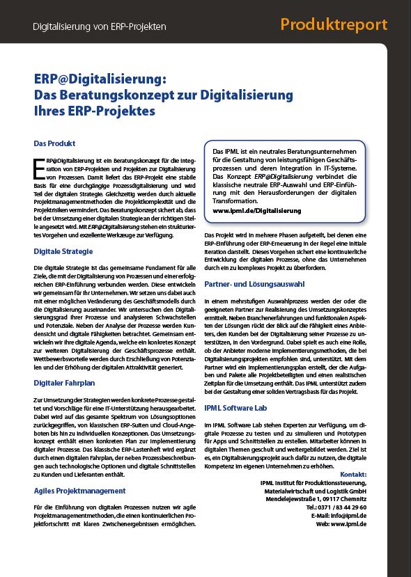 Abbildung Fachbeitrag: ERP@Digitalisierung: Das Beratungskonzept zur Digitalisierung Ihres ERP-Projektes