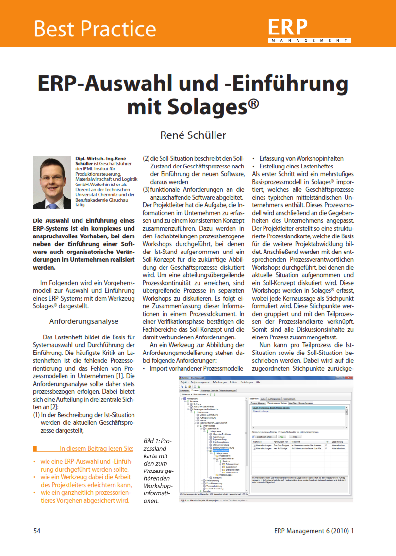 Abbildung Best Practice: ERP-Auswahl und -Einführung mit Solages®